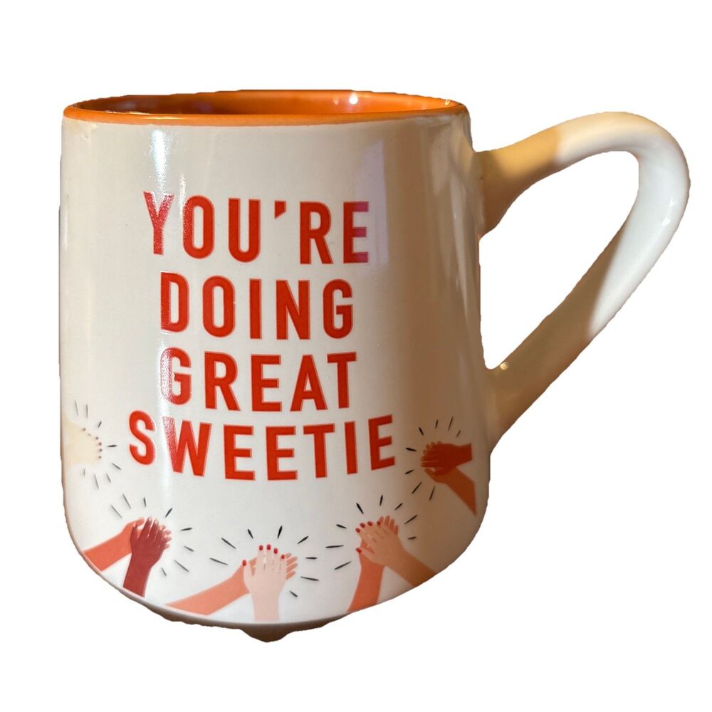Thyme & Table Drinkware You're Doing Great Sweetie Orange & White Stoneware Mug